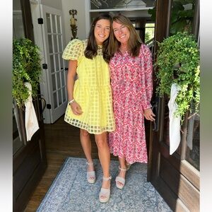 ENGLISH FACTORY GRIDDED ORGANZA MINI DRESS